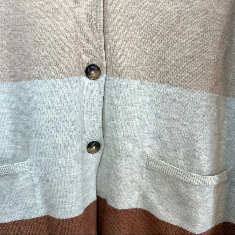 J.Jill Brown Tan Cotton Blend Long Sleeve Button-Down Colorblock Cardigan Sz M - Picture 5 of 10